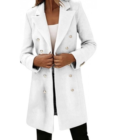 Woman St.Patricks Wool Elegant Blend Coat Slim Female Long Pea Trench Outerwear Winter Solid Sweater Jacket White-a $15.07 Coats