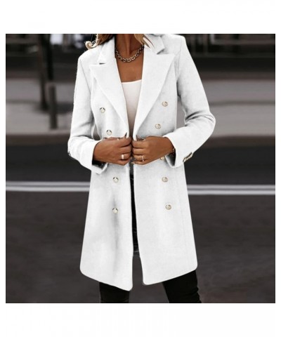 Woman St.Patricks Wool Elegant Blend Coat Slim Female Long Pea Trench Outerwear Winter Solid Sweater Jacket White-a $15.07 Coats