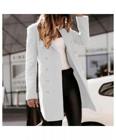 Woman St.Patricks Wool Elegant Blend Coat Slim Female Long Pea Trench Outerwear Winter Solid Sweater Jacket White-a $15.07 Coats