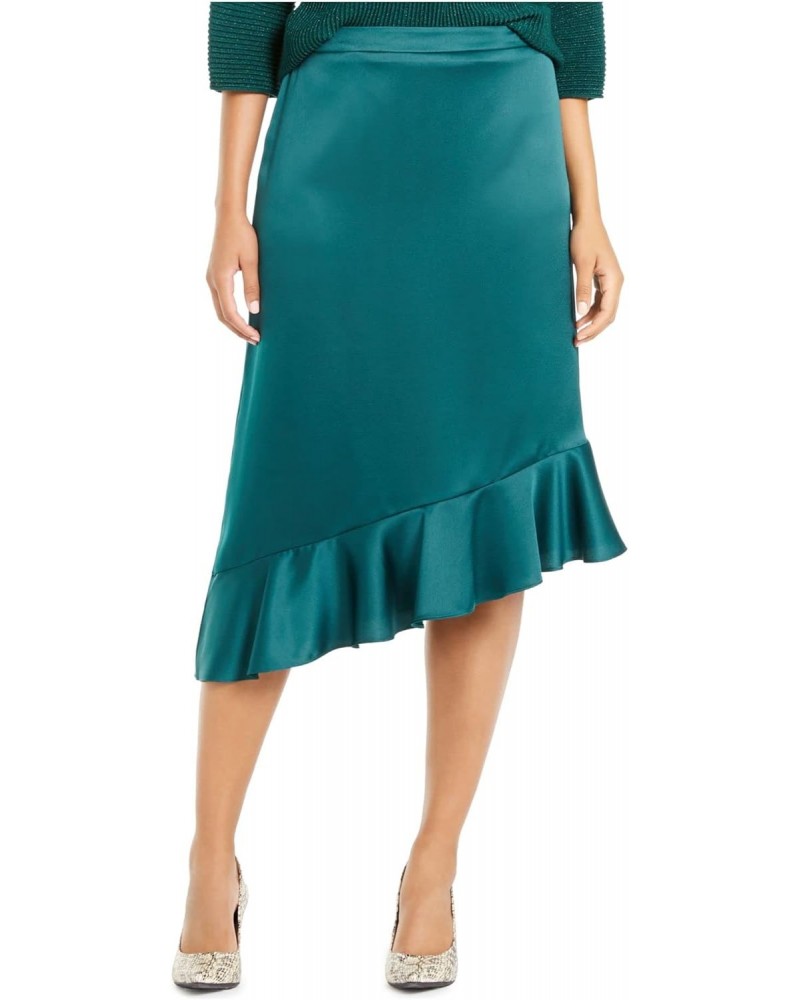 Womens Green Asymmetrical Ruffle Hem Knee Length Evening A-Line Skirt 10 $11.74 Skirts