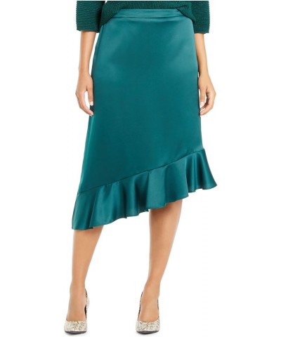 Womens Green Asymmetrical Ruffle Hem Knee Length Evening A-Line Skirt 10 $11.74 Skirts