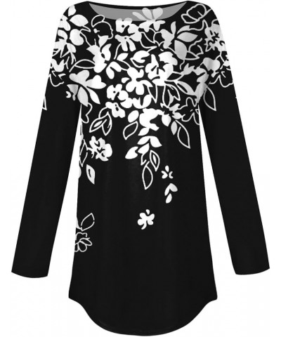 Women's Long Sleeve Floral V Neck Tops Business Casual Tunic Blouse Loose Fit Work Shirt Dressy Flowy Henley Shirts C103black...