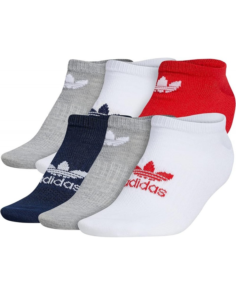 Women's Trefoil Superlite No Show Socks (6-Pair) White/Vivid Red/Night Indigo $11.19 Activewear