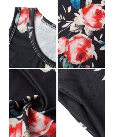 Womens Summer Sleeveless Beach Dress Loose Swinsuit Sundress with Pockets Plus Size Black Floral $14.74 Dresses