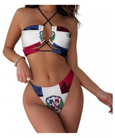 Dominican Flag Bikini Swimsuit Women Vintage Sexy Swimsuit Bikini S X-Small White-3-1 $20.69 Swimsuits