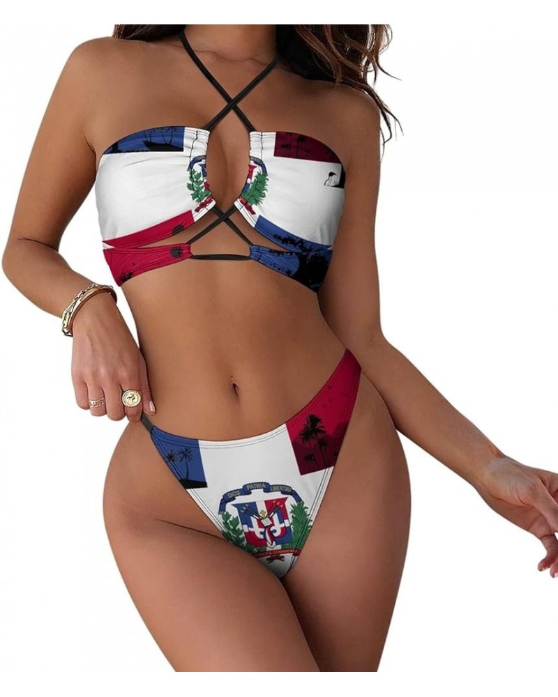 Dominican Flag Bikini Swimsuit Women Vintage Sexy Swimsuit Bikini S X-Small White-3-1 $20.69 Swimsuits