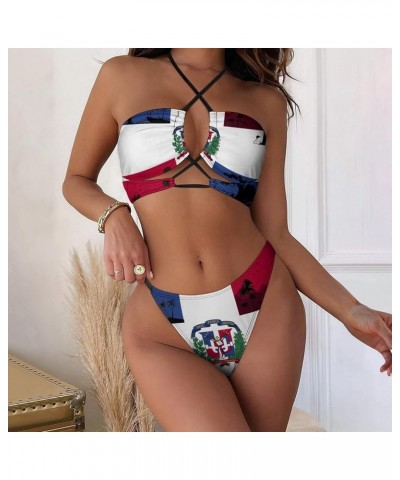 Dominican Flag Bikini Swimsuit Women Vintage Sexy Swimsuit Bikini S X-Small White-3-1 $20.69 Swimsuits