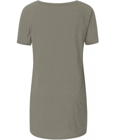 Womens Tunic Tops to Wear with Leggings Plus Size Womens Tops Dressy Casual Ladies Tops Crew Neck Short Sleeve Blouse 1-khaki...