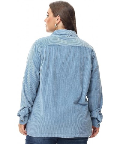 Women's Corduroy Shirt Relaxed Fit Casual Long Sleeve Corduroy Button Down Shacket Jacket Tops (S-4X) Plus Size Light Blue $2...