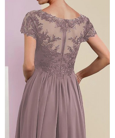 A-Line Mother of The Bride Dress Formal V Neck Tea Length Wedding Guest Dresses with Pleats Appliques 2023 JS052 Wisteria $60...