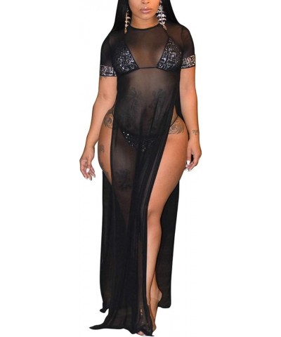 Women's Sexy Swimsuit Cover Ups Casual See Through Sheer Long Maxi Dresses for Swimwear Black a $15.39 Swimsuits