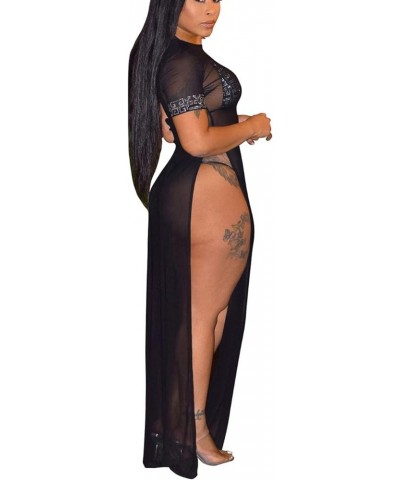 Women's Sexy Swimsuit Cover Ups Casual See Through Sheer Long Maxi Dresses for Swimwear Black a $15.39 Swimsuits