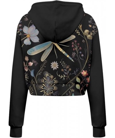 Zip Up Crop Top Hoodie Sweatshirt Jacket Streetwear for Women Teen Girls Long Sleeve Pullover Shirt S-5XL Boho Dragonfly $19....