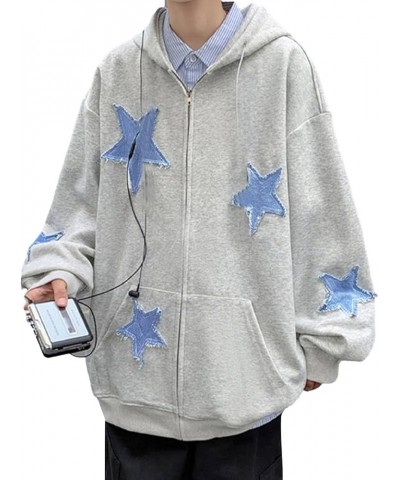 Women Star Letter Print Zip Up Hoodies Y2K Retro Harajuku Oversized Jackets Aesthetic Hip Hop Loose Sweatshirts 2-grey $11.48...