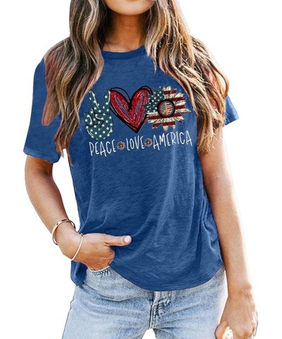 American Flag Shirt Women USA Flag T Shirts 4th of July Graphic Patriotic T-Shirt Casual Holiday Tops Blue2 $14.09 T-Shirts