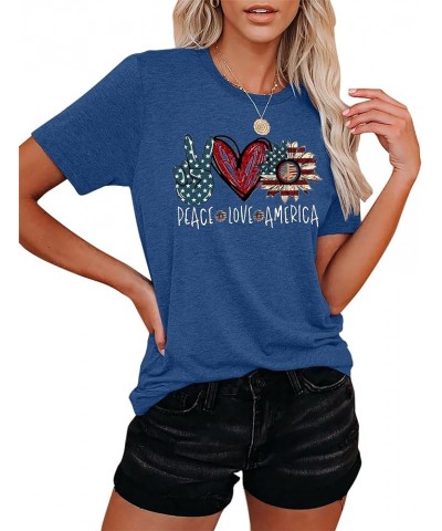 American Flag Shirt Women USA Flag T Shirts 4th of July Graphic Patriotic T-Shirt Casual Holiday Tops Blue2 $14.09 T-Shirts