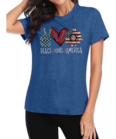 American Flag Shirt Women USA Flag T Shirts 4th of July Graphic Patriotic T-Shirt Casual Holiday Tops Blue2 $14.09 T-Shirts