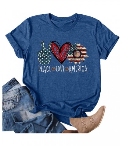 American Flag Shirt Women USA Flag T Shirts 4th of July Graphic Patriotic T-Shirt Casual Holiday Tops Blue2 $14.09 T-Shirts