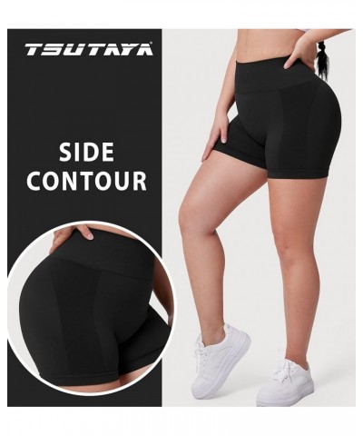 Women Workout Gym Shorts 3.6" Seamless Scrunch Butt Shorts High Waisted Yoga Booty Shorts 2 Black $14.99 Activewear