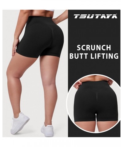 Women Workout Gym Shorts 3.6" Seamless Scrunch Butt Shorts High Waisted Yoga Booty Shorts 2 Black $14.99 Activewear