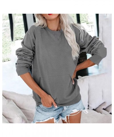 Women’s Long Sleeve Sweatshirts Trendy Solid Crewneck Casual Shirts Loose Fit Plus Size Pullover Fall Tops Blouse 10 Gray $9....