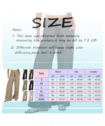 Linen Pants Women Summer Drawstring High Waist Wide Leg Long Pants Loose Casual Straight Leg Trousers with Pockets Z2-brown $...