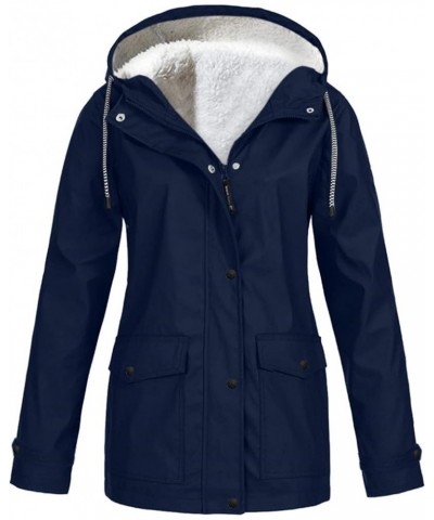 Winter Coats for Women 2023 Warm Sherpa Lined Parkas Coat Windbreaker Thickened Waterproof Hooded Fleece Jacket Blue $10.58 J...