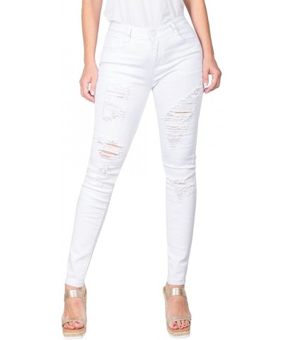 Women's Trendy Colored Distressed Skinny Jeans White $16.83 Jeans