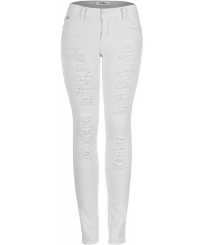 Women's Trendy Colored Distressed Skinny Jeans White $16.83 Jeans