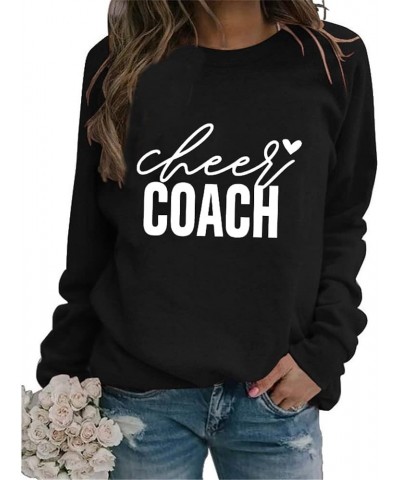 Cheer Coach Fall Trendy Sweatshirt Women Crewneck Long Sleeve Casual Pullover Tops Cute Mom Fashion Sweatshirts Black $12.13 ...