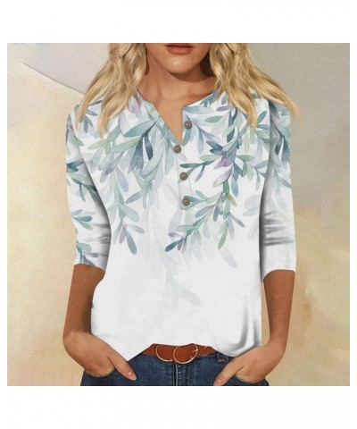 Summer Tops for Women 2024 3/4 Length Sleeve Womens Tops Casual Loose Work Tops Print Shirt Button Down Blouses Tees 13-light...