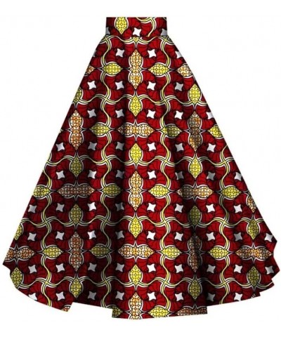 African Skirt for Women Ankle Length Cotton Dashiki Print Long Skirt Cl6 $25.85 Skirts