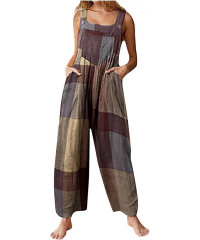 Boho Jumpsuit For Women,Summer Spaghetti Strap Overalls Retro Ethnic Style Rompers Loose Jumpsuits With Pockets 04-khaki $11....