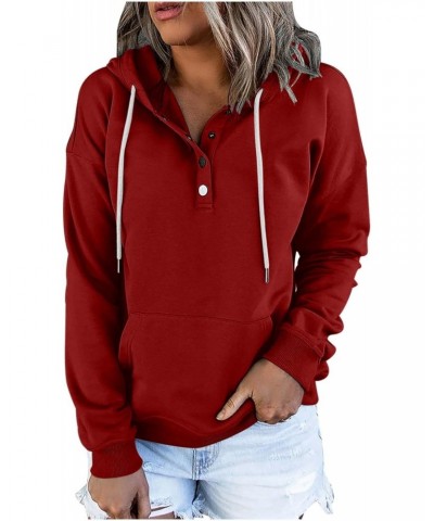 Black Fashion Friday Deals 2023 My Orders Womens Hoodies Button Collar Drawstring Sweatshirt Casual Long Sleeve Tops $14.18 S...