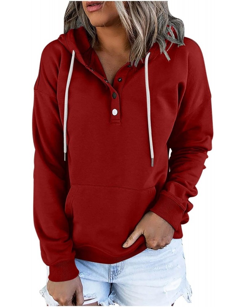 Black Fashion Friday Deals 2023 My Orders Womens Hoodies Button Collar Drawstring Sweatshirt Casual Long Sleeve Tops $14.18 S...