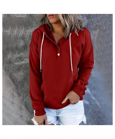 Black Fashion Friday Deals 2023 My Orders Womens Hoodies Button Collar Drawstring Sweatshirt Casual Long Sleeve Tops $14.18 S...