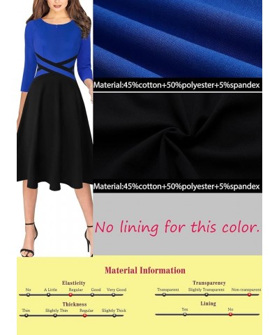 Womens Elegant Front Zipper Slim Work Business Office Party Cocktail A-Line Dress Royal Blue + Black (3/4 Sleeve) $33.62 Dresses