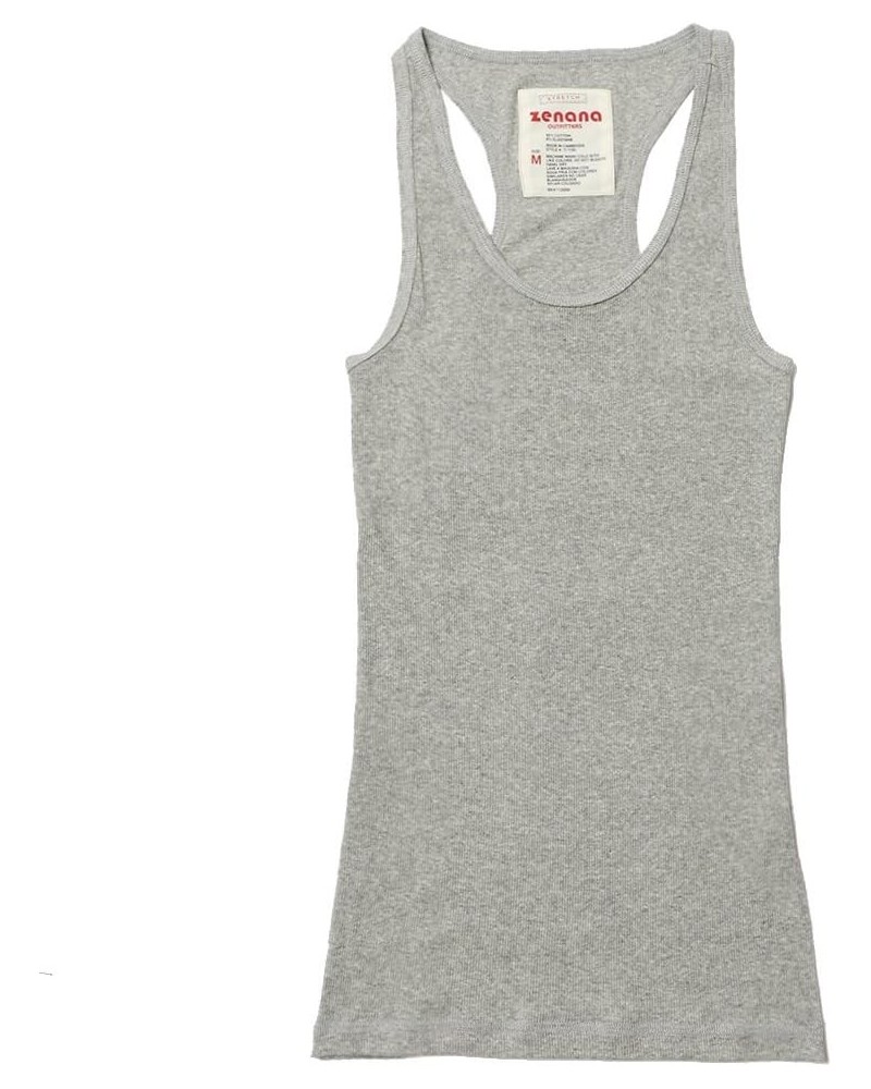 Womens Ribbed Racerback Tank Grey $8.90 Tanks