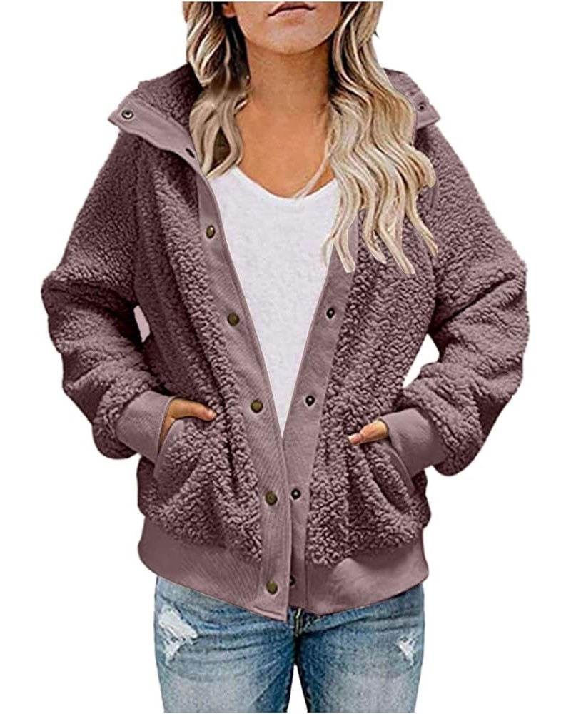 Womens Sherpa Fleece Lined Hoodie Jackets Fall Winter Warm Warm Winter Oversized Fluffy Coat Zipper Coats Winter Outwear Purp...