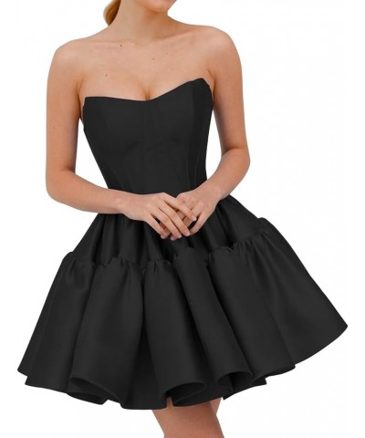 Women's Corset Satin Homecoming Dresses Strapless Short Prom Dresses for Teens A Line Formal Evening Ball Gowns Black $34.50 ...