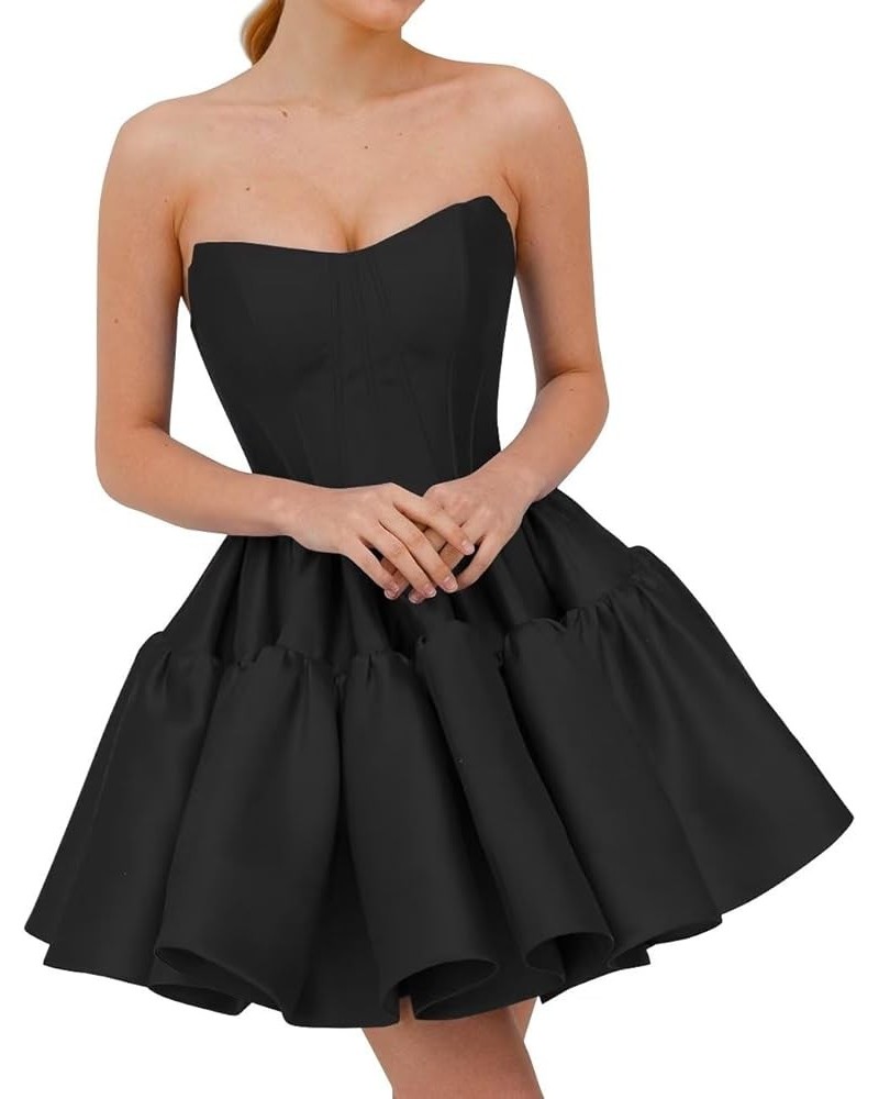 Women's Corset Satin Homecoming Dresses Strapless Short Prom Dresses for Teens A Line Formal Evening Ball Gowns Black $34.50 ...