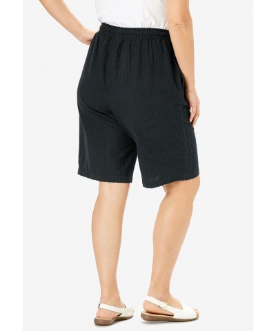 Women's Plus Size Seersucker Short Navy $17.96 Shorts