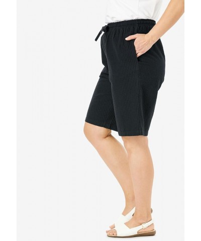 Women's Plus Size Seersucker Short Navy $17.96 Shorts