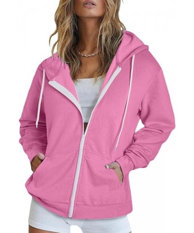 Women's Full Zip Up Hoodie Long Sleeve Hooded Sweatshirts Pockets Jacket Coat for Women A Barbie Pink $22.73 Hoodies & Sweats...