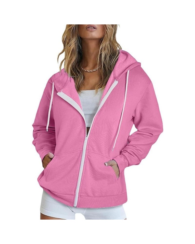 Women's Full Zip Up Hoodie Long Sleeve Hooded Sweatshirts Pockets Jacket Coat for Women A Barbie Pink $22.73 Hoodies & Sweats...