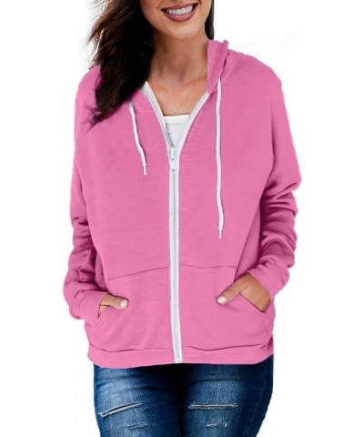 Women's Full Zip Up Hoodie Long Sleeve Hooded Sweatshirts Pockets Jacket Coat for Women A Barbie Pink $22.73 Hoodies & Sweats...