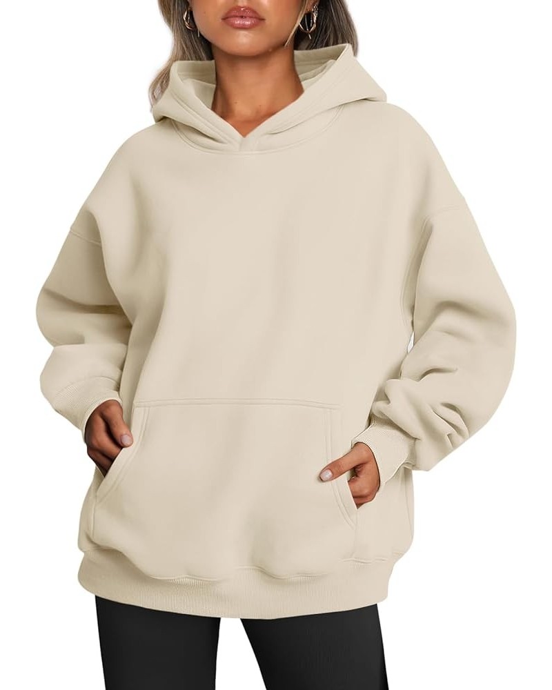 Womens Oversized Hoodies Fleece Sweatshirts Long Sleeve Sweaters Pullover Fall Clothes with Pocket Beige $24.77 Hoodies & Swe...