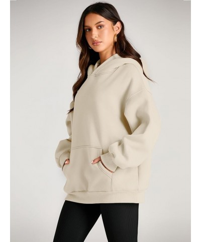 Womens Oversized Hoodies Fleece Sweatshirts Long Sleeve Sweaters Pullover Fall Clothes with Pocket Beige $24.77 Hoodies & Swe...