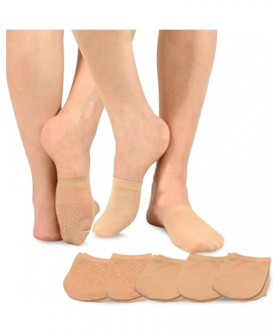 Fashion Liner Toe Topper Socks for Women Invisible Hidden Half Socks Good for Sandal or Dress Shoes 5-Pairs Nylon_beige-5pair...