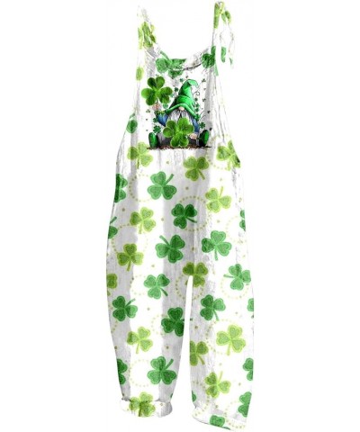 Women's St. Patrick's Day Loose Casual Sleeveless Spaghetti Strap Wide Leg Jumpsuits Rompers Outfits with Pockets 1d-ag $9.36...